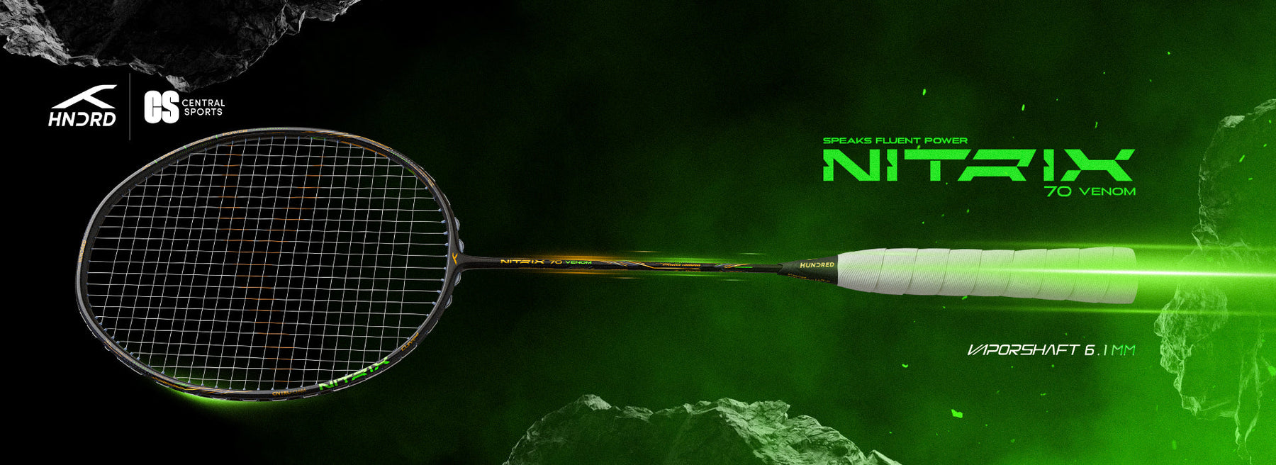Hundred Nitrix 70 Venom Badminton Racket - Black/Green