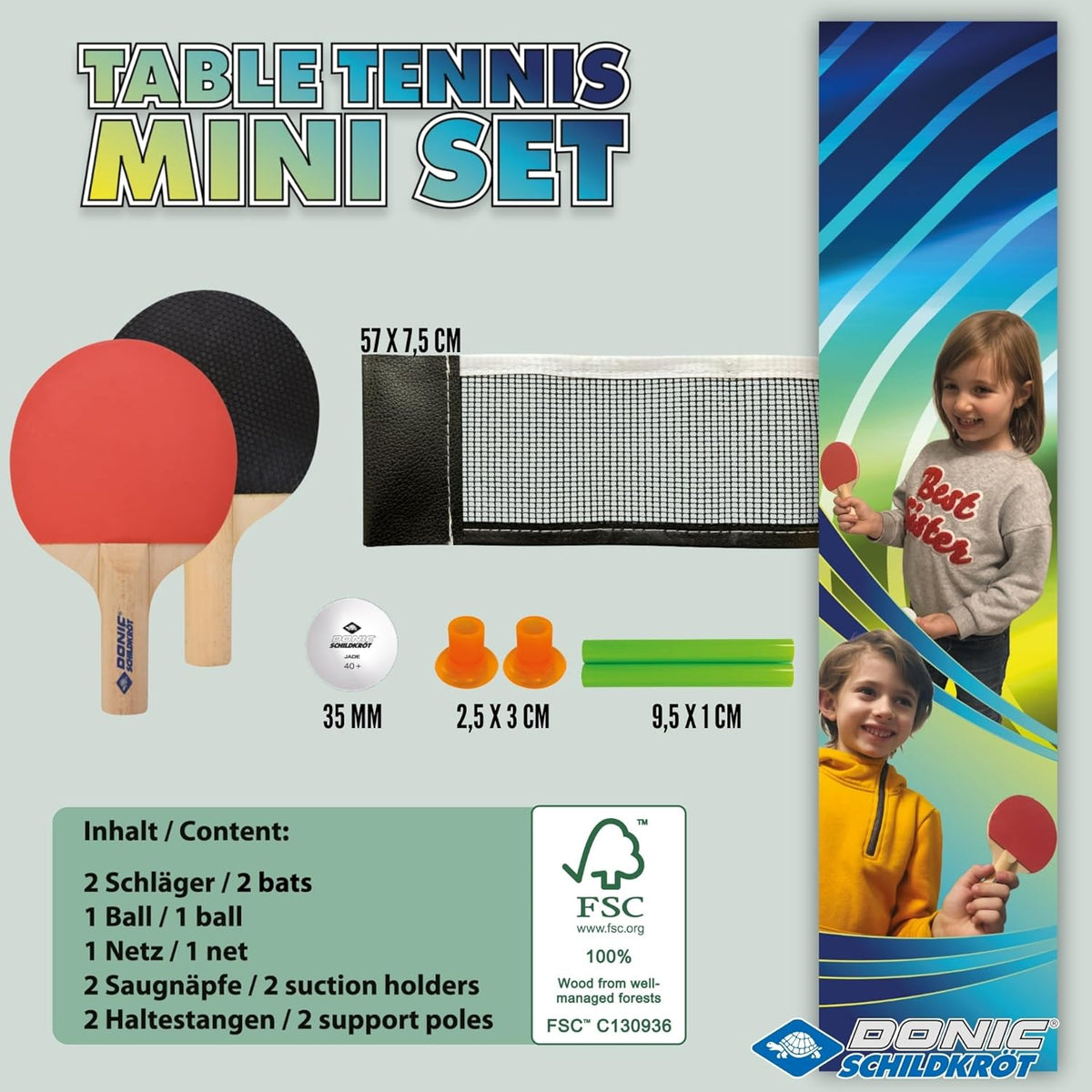 Donic-Schildkröt FSC Mini Table Tennis Set - Black/Red