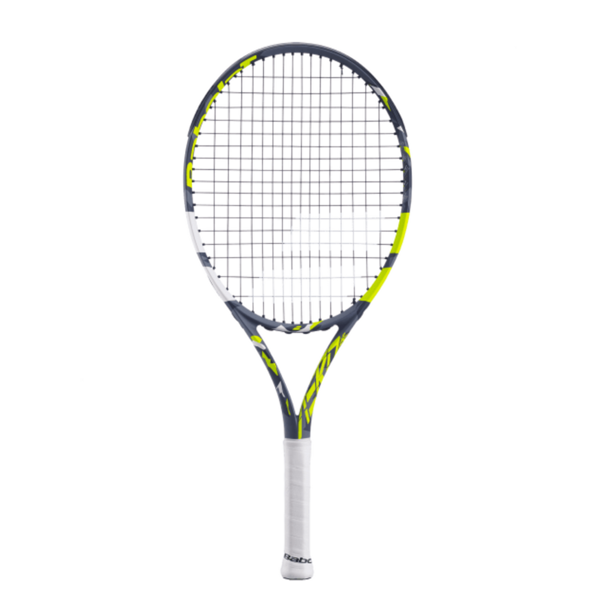 Babolat Pure Aero Junior 25in Tennis Racket, Grey/Yellow/White, front view
