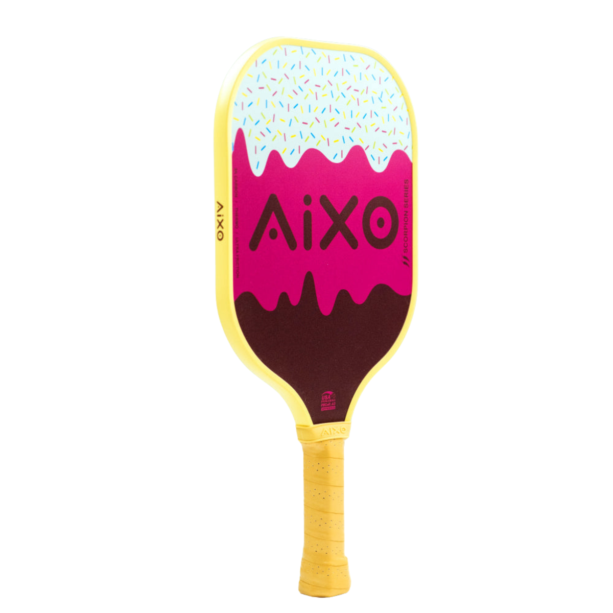 Aixo P11A Scorpion Series Lazy Sundae 3K Raw Carbon Pickleball Paddle White Pink Brown One Size Pickleball Paddle Aixo