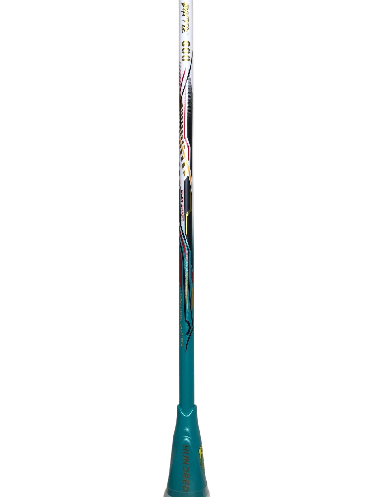 Hundred Battle 600 4U Badminton Racket - White/Verdigris/Gold