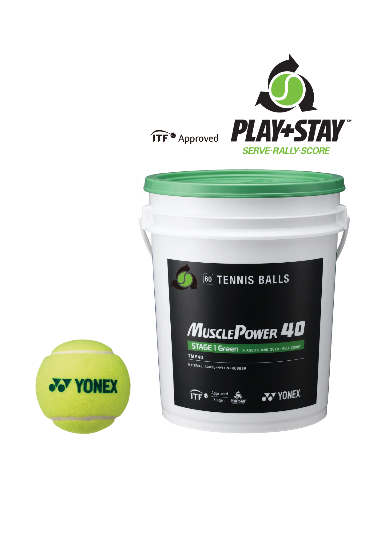 Yonex Junior Stage 1 Green Tennis Ball 60 Tub TMP-40