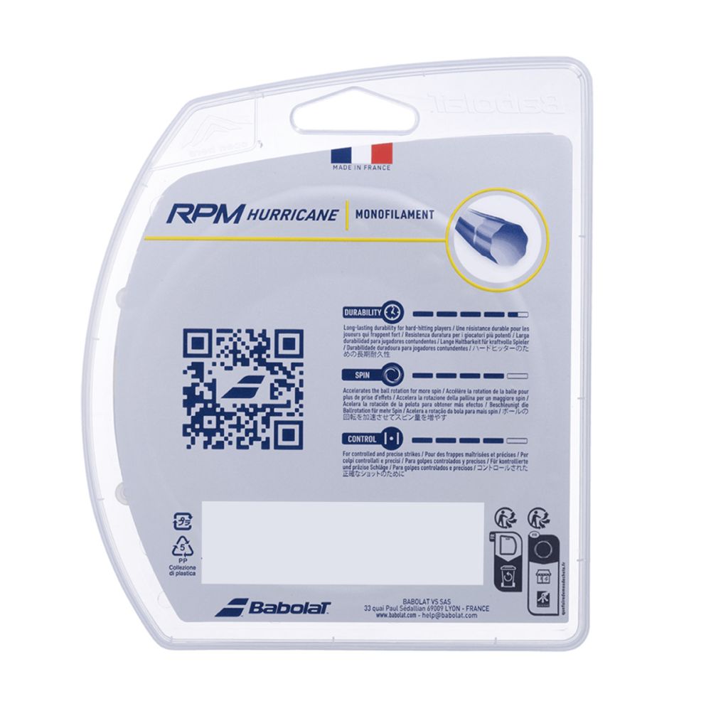 Babolat RPM Hurricane 1.30mm/12M Tennis String - Yellow