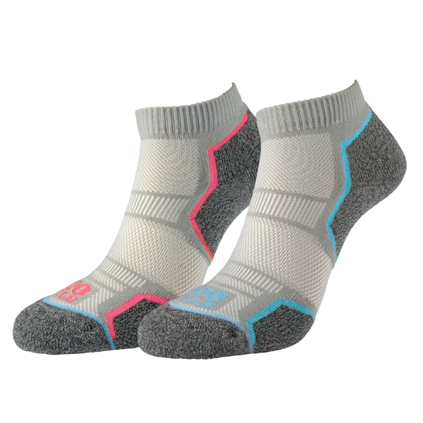 1000 Mile Repreve Run Anklet Socks Twin Pack Women's - Silver/Grey Socks 1000 Mile
