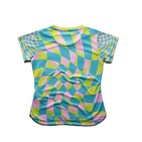 Aixo Checker Womens T Shirt Lime Check