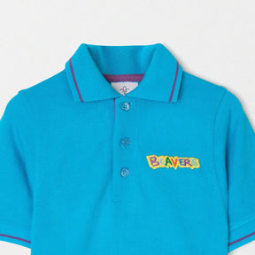 Scouts Beavers tipped polo shirt, turquoise, back view