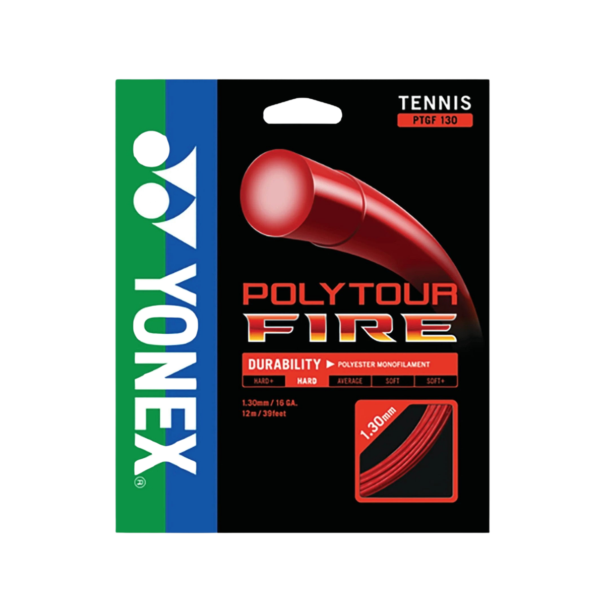 Yonex Polytour Fire 1.30mm Tennis String Set (12m) - Red