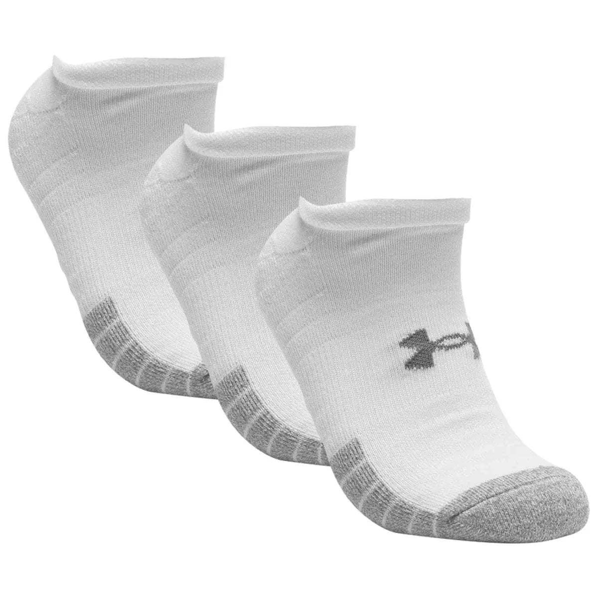 Under Armour HeatGear No-Show Socks 3 Pack Unisex - White/Steel (1346755) Socks Under Armour