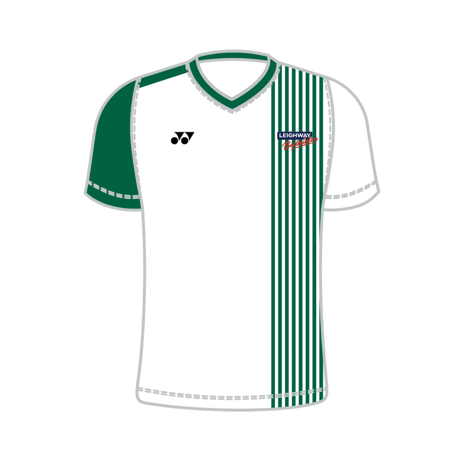 Yonex Kit Teamwear T009 Leighway Badminton Club Time T-Shirt V Neck Men - White/Forest