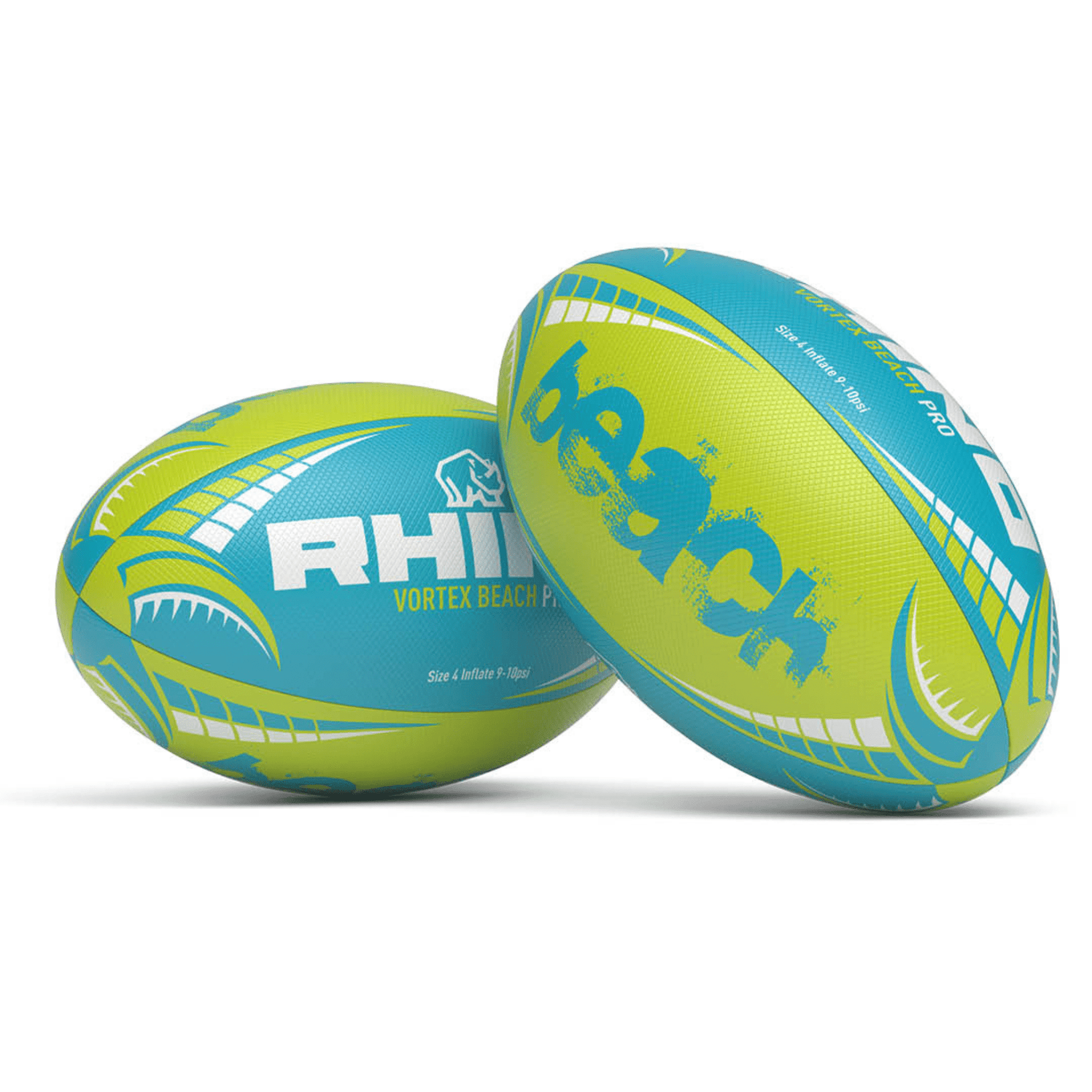 Rhino Vortex Beach Pro Rugby Ball - Blue/Green Rugby Ball Rhino