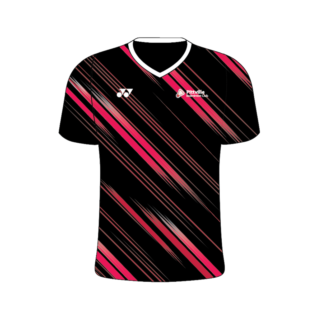 Yonex Kit T001 Pittville Badminton Club Turbo V Neck Junior - Black/Red/White Black Red White Clothing Yonex Teamwear