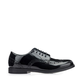 Start-Rite Brogue Pri 2745 lace-up school shoes, black patent, front view