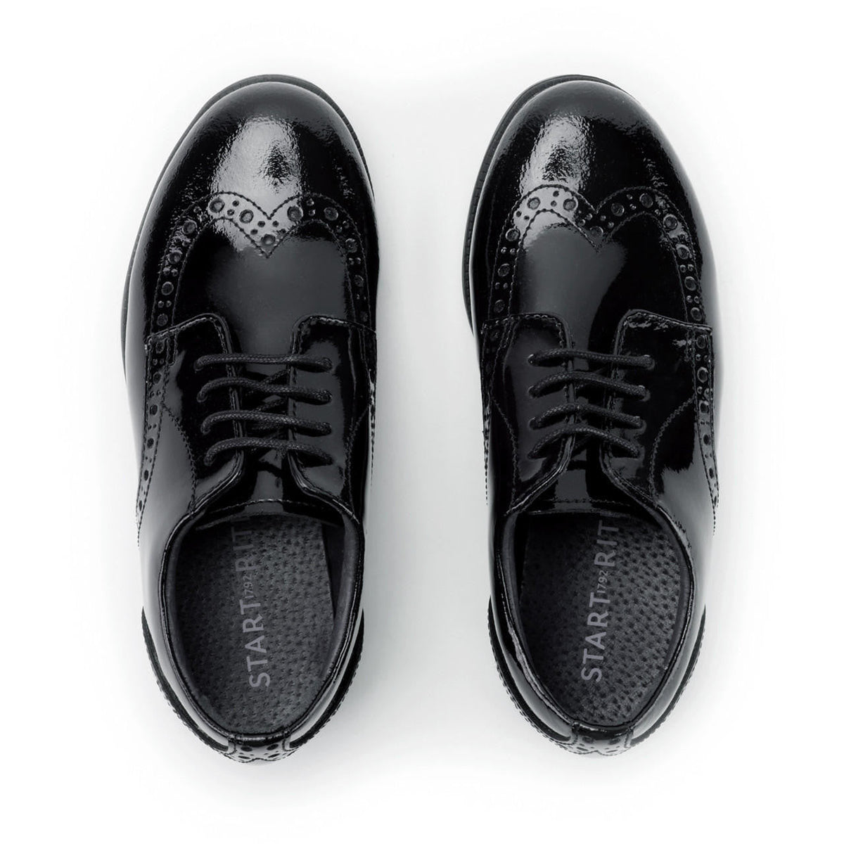 Start-Rite Brogue Snr 3503 senior lace-up school shoes, black patent, back view