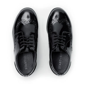 Start-Rite Brogue Snr 3503 senior lace-up school shoes, black patent, back view