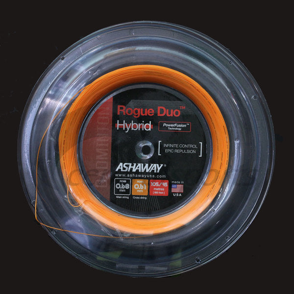 Ashaway Rogue Duo Hybrid String (200m Reel) Black/Orange