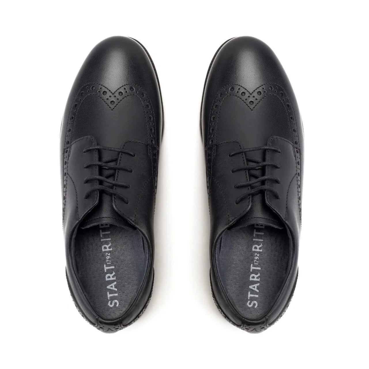 Start-Rite Brogue Snr 3503 senior lace-up school shoes, black, back view