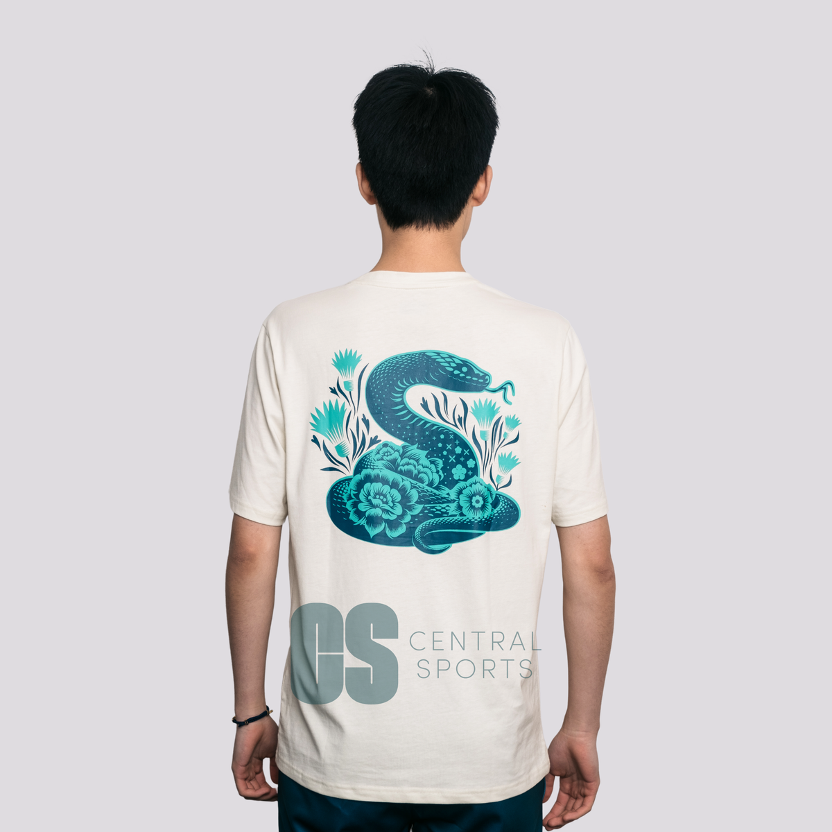 Yonex Coiled Snake Mens Cotton T-Shirt Ivory Ivory Clothing Yonex
