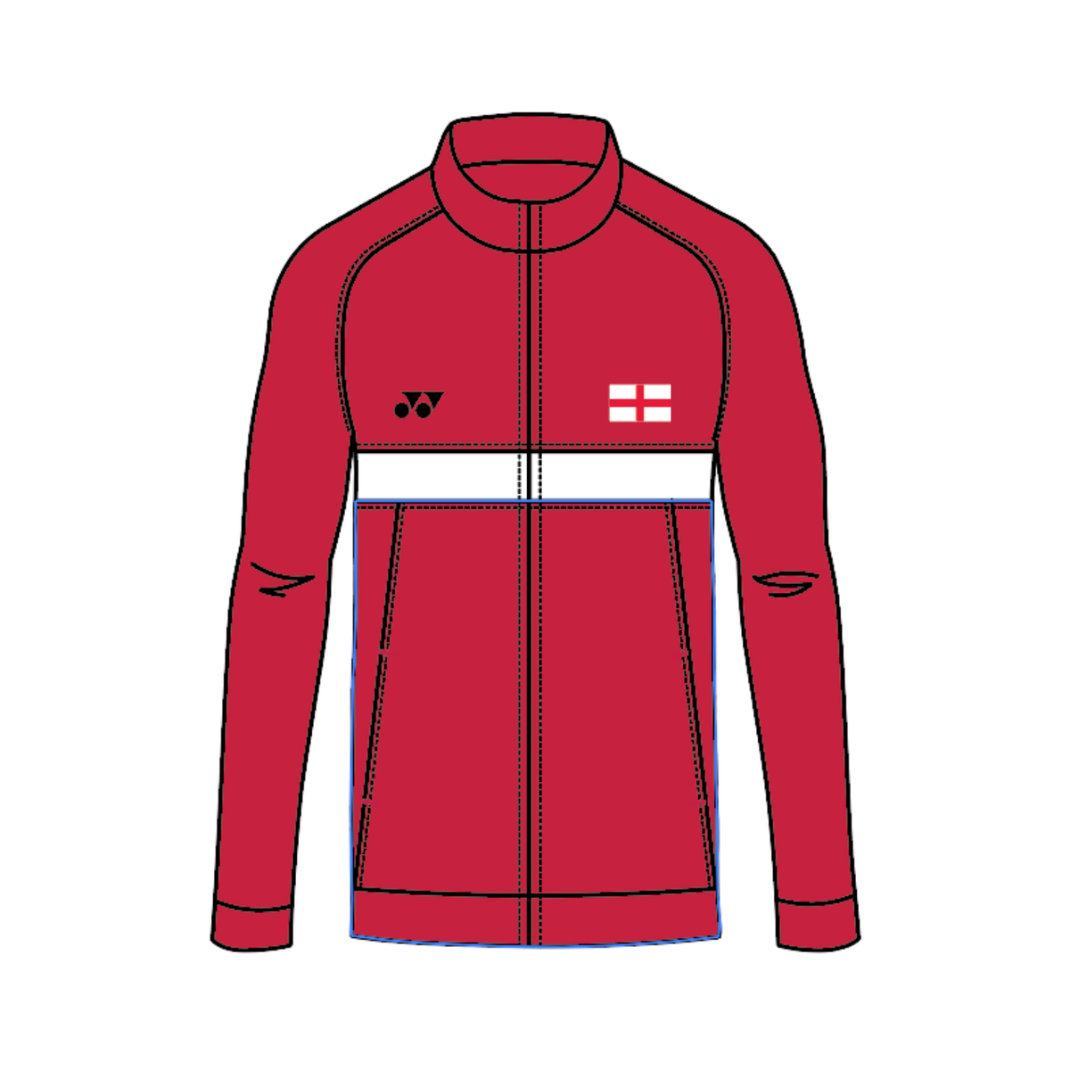Yonex Kit Teamwear England Masters Badminton Baseline Track Top Unisex - White/Red White Red Clothing Yonex Teamwear