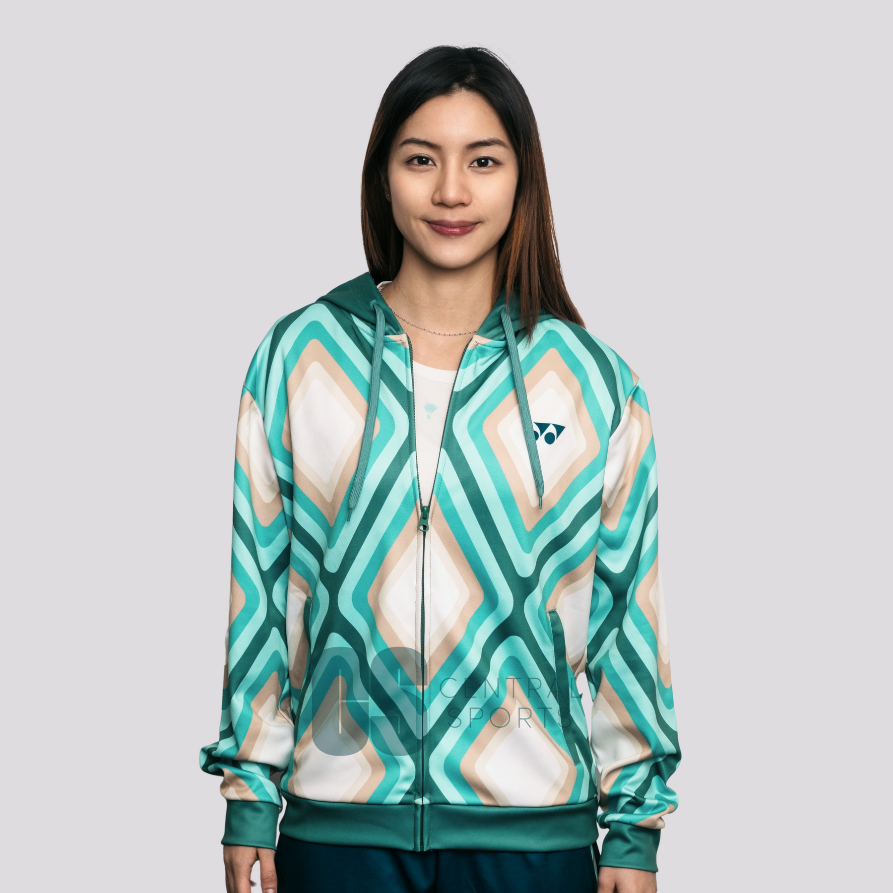 Yonex Diamond Unisex Zip Hood Jade/Ivory Clothing Yonex