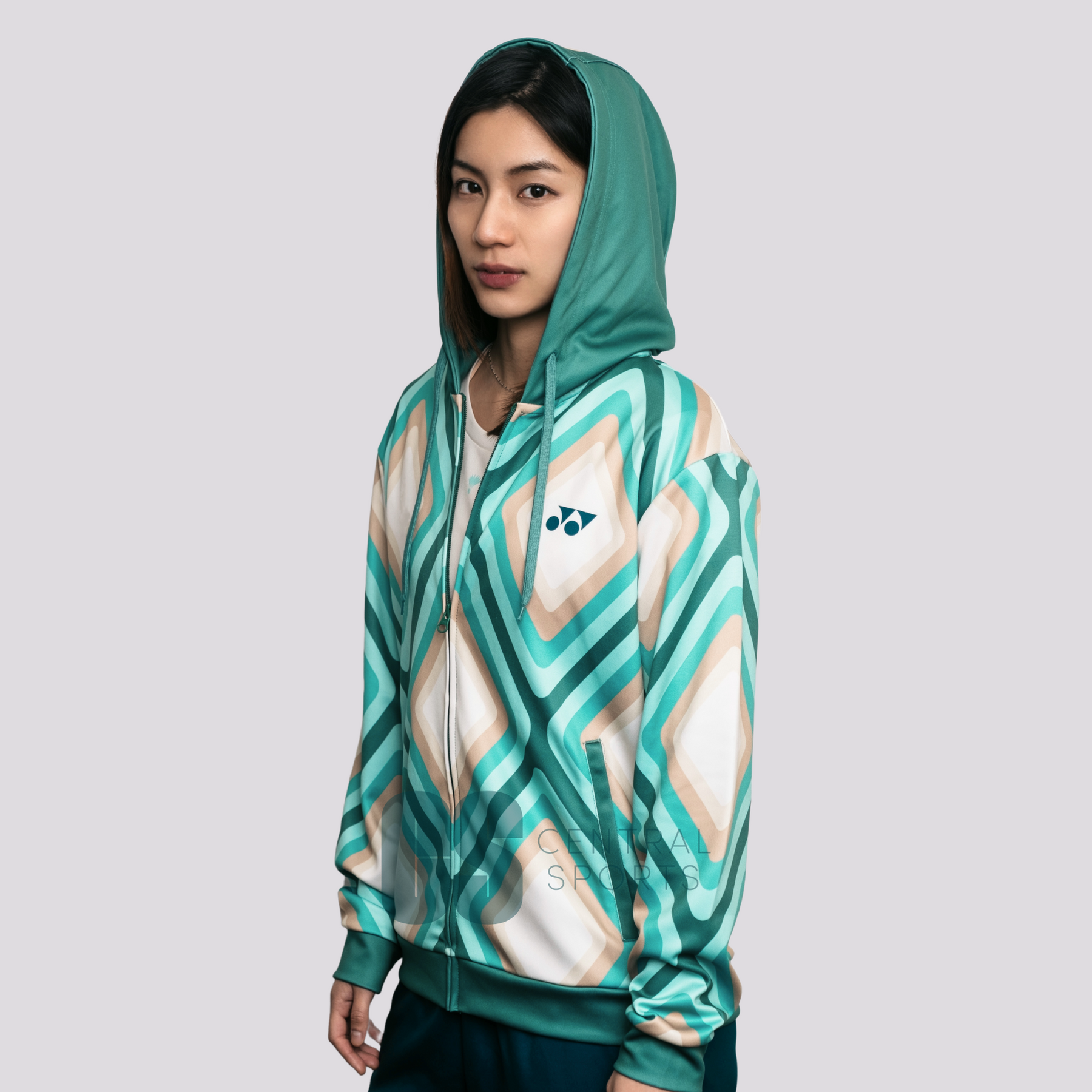 Yonex Diamond Unisex Zip Hood Jade/Ivory Clothing Yonex