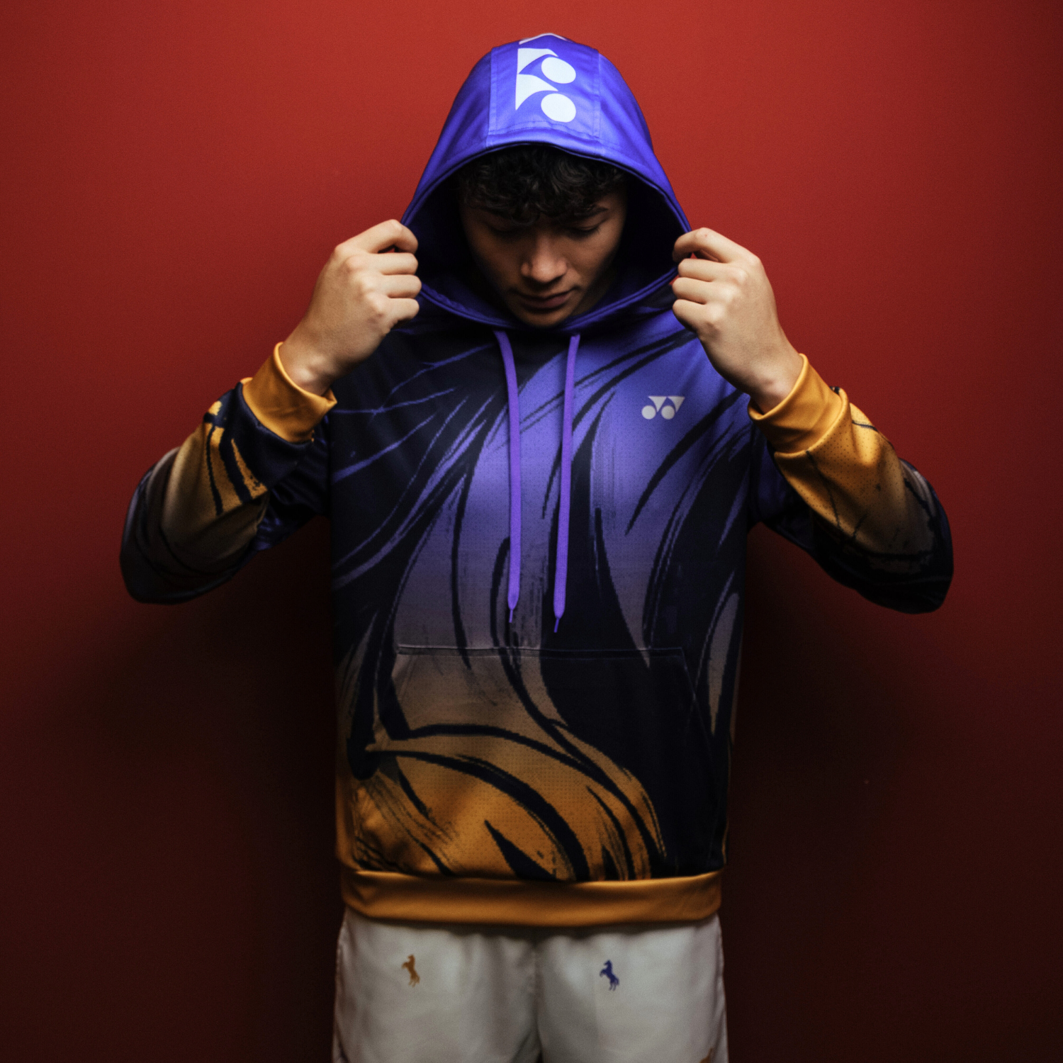 Yonex Imperial Charge – Unisex Overhead Hoodie (Celestial Purple / Pale Gold) Yonex CNY2026 Hood Sweat B Unisex Clothing Yonex