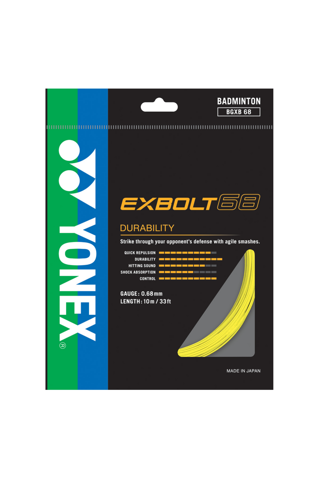 Yonex Exbolt 68 Badminton String (10m Set) Yellow YELLOW 10m Set String (Packs) Yonex