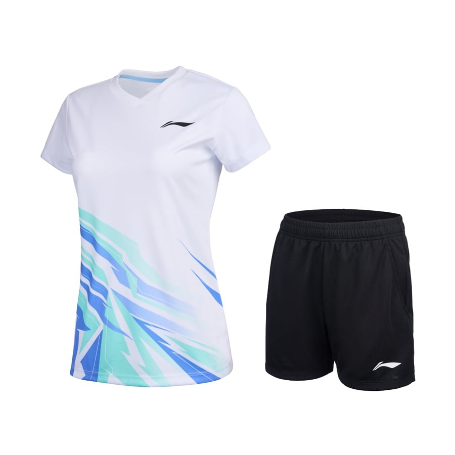 Li-Ning Badminton Competition Uniform Women - White/Blue AATV014