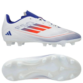 Adidas F50 Club FxG Football Boots Junior - White Clearance Adidas