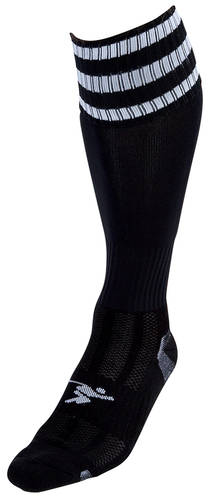 Precision Pro 3 Stripe football sock, black with white stripes
