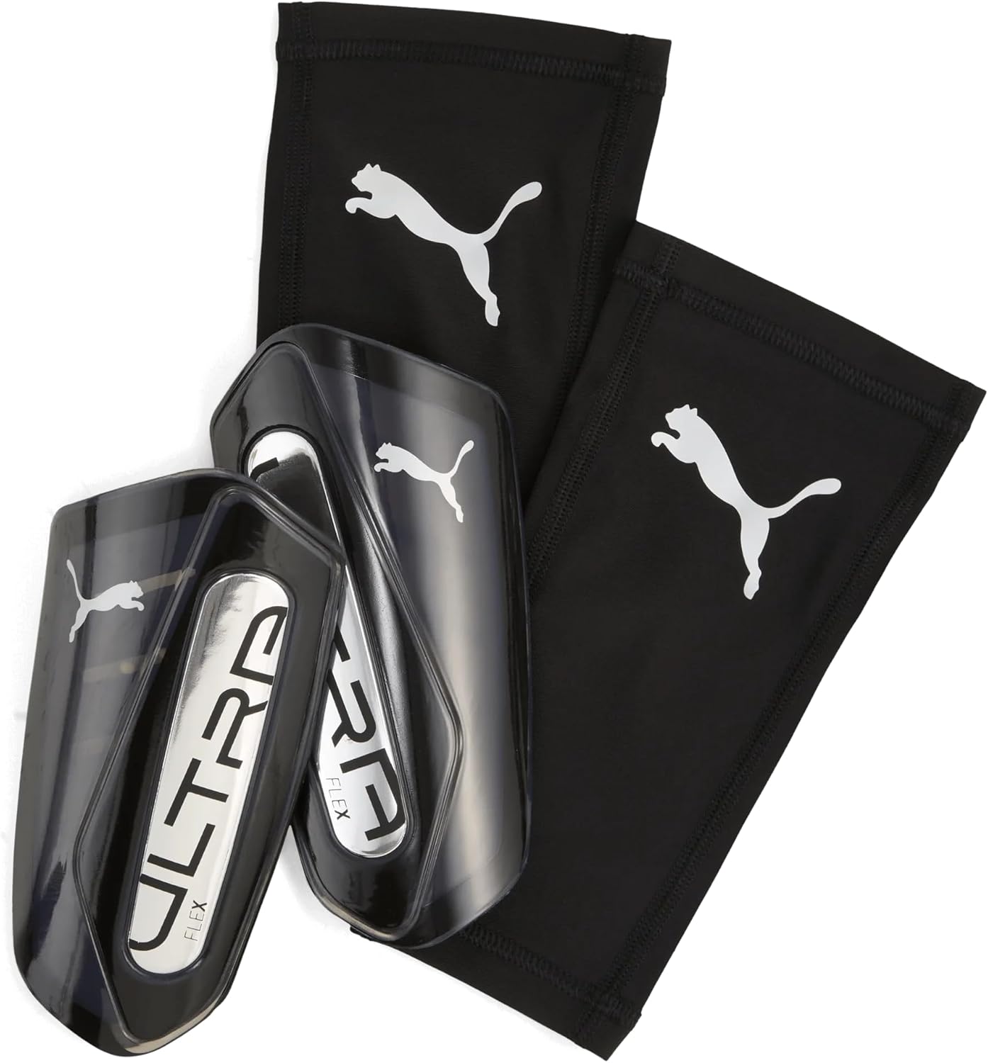 Puma Ultra Flex Sleeve Shin Guards - Black/Silver 03098703 by Puma