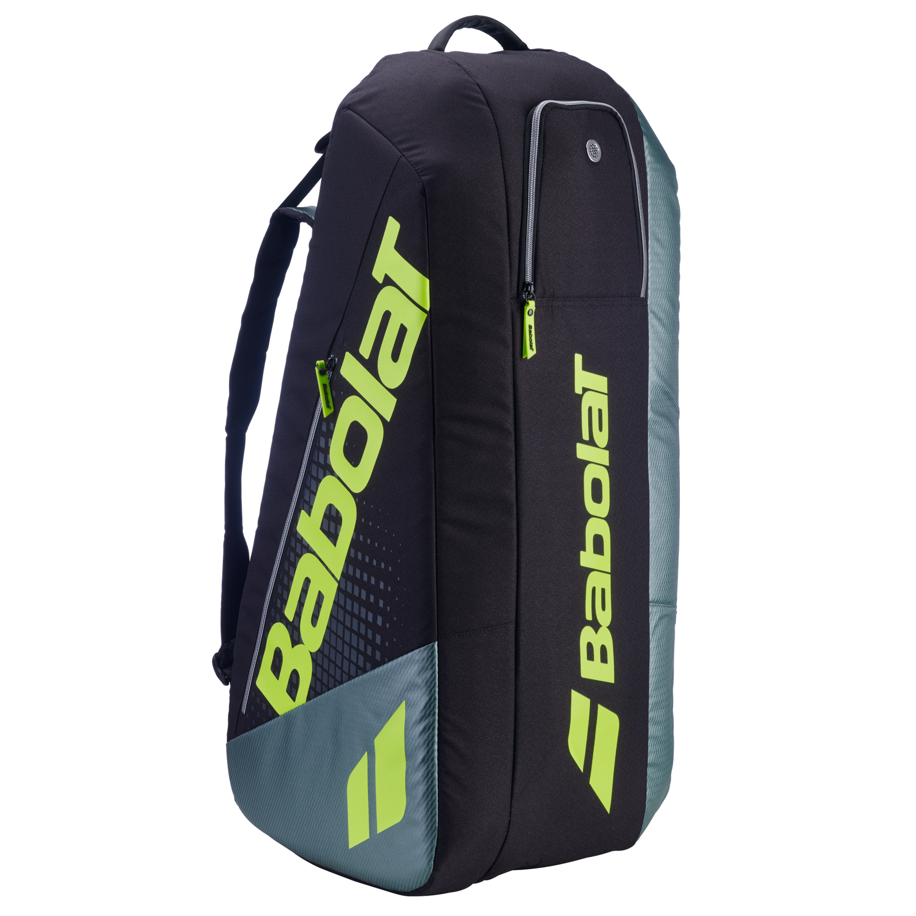 Babolat RH6 Pure Aero 2026 Racket Bag - Black/Grey/Yellow Metallic Grey Black Fluo Yellow 6 Rackets Luggage Babolat