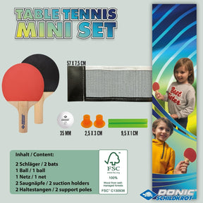 Donic-Schildkröt FSC Mini Table Tennis Set - Black/Red Table Tennis Paddle Donic-Schildkroet