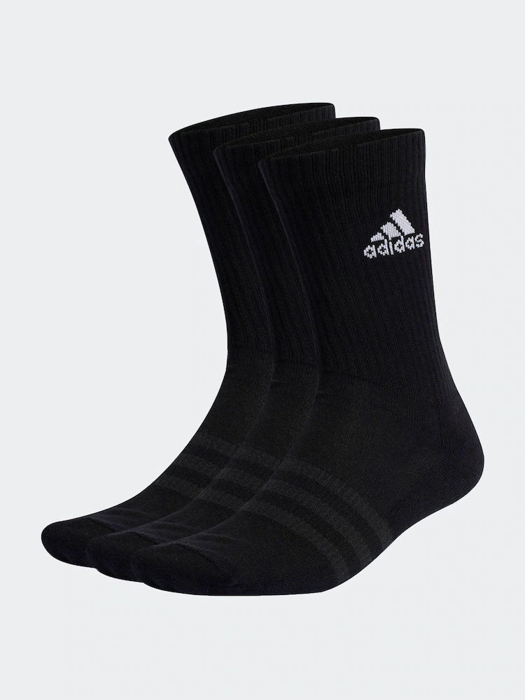 Adidas Cushioned Crew Socks 3 Pairs - Black/White Clothing Adidas