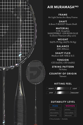 Jnice Air Muramasa Pro 5UG6 Badminton Racket Unstrung - Black Badminton Rackets JNICE