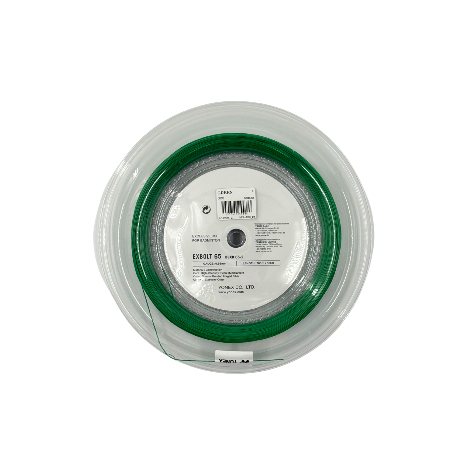 Yonex Exbolt 65 Badminton String 200m - Green String (Reel) Yonex
