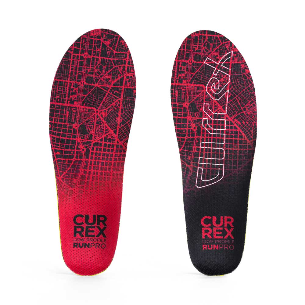 CURREX RunPro low profile running insoles, red, front view