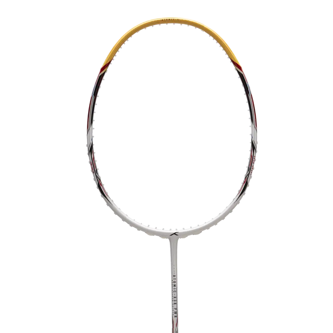 Hundred Atomic X 38 Power 3U Badminton Racket - White/Gold