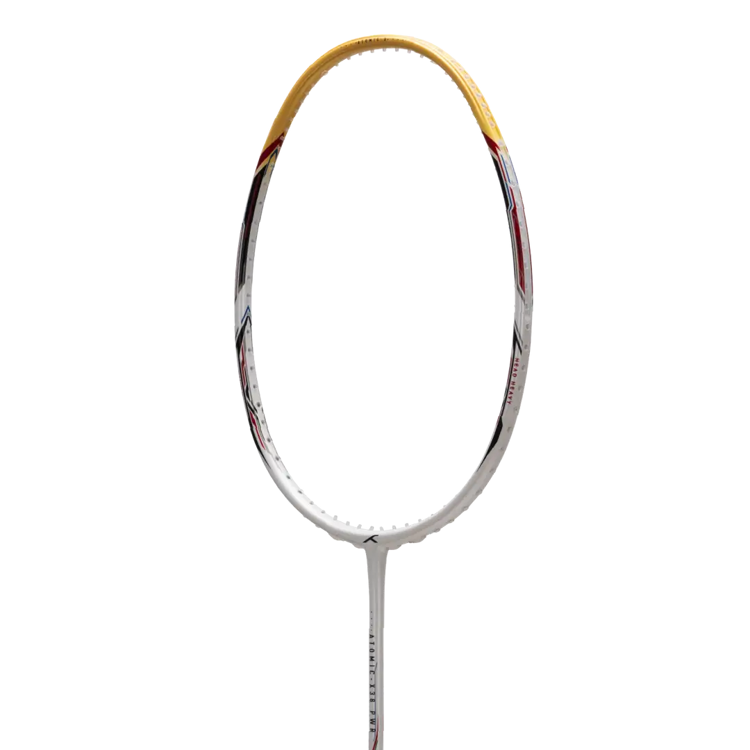 Hundred Atomic X 38 Power Badminton Racket - White/Gold Badminton Rackets Hundred