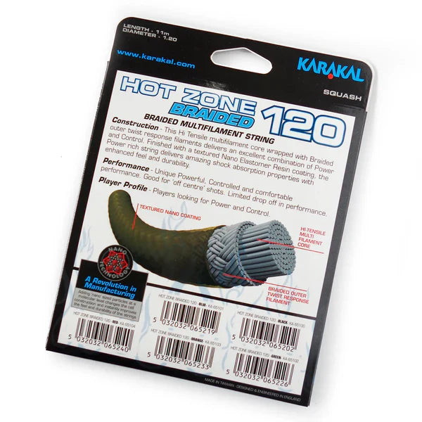 Karakal Hot Zone Braided 120 Squash String KA65103 11m