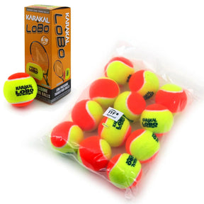 Karakal LoBo orange transition tennis balls, pack of 12, side view
