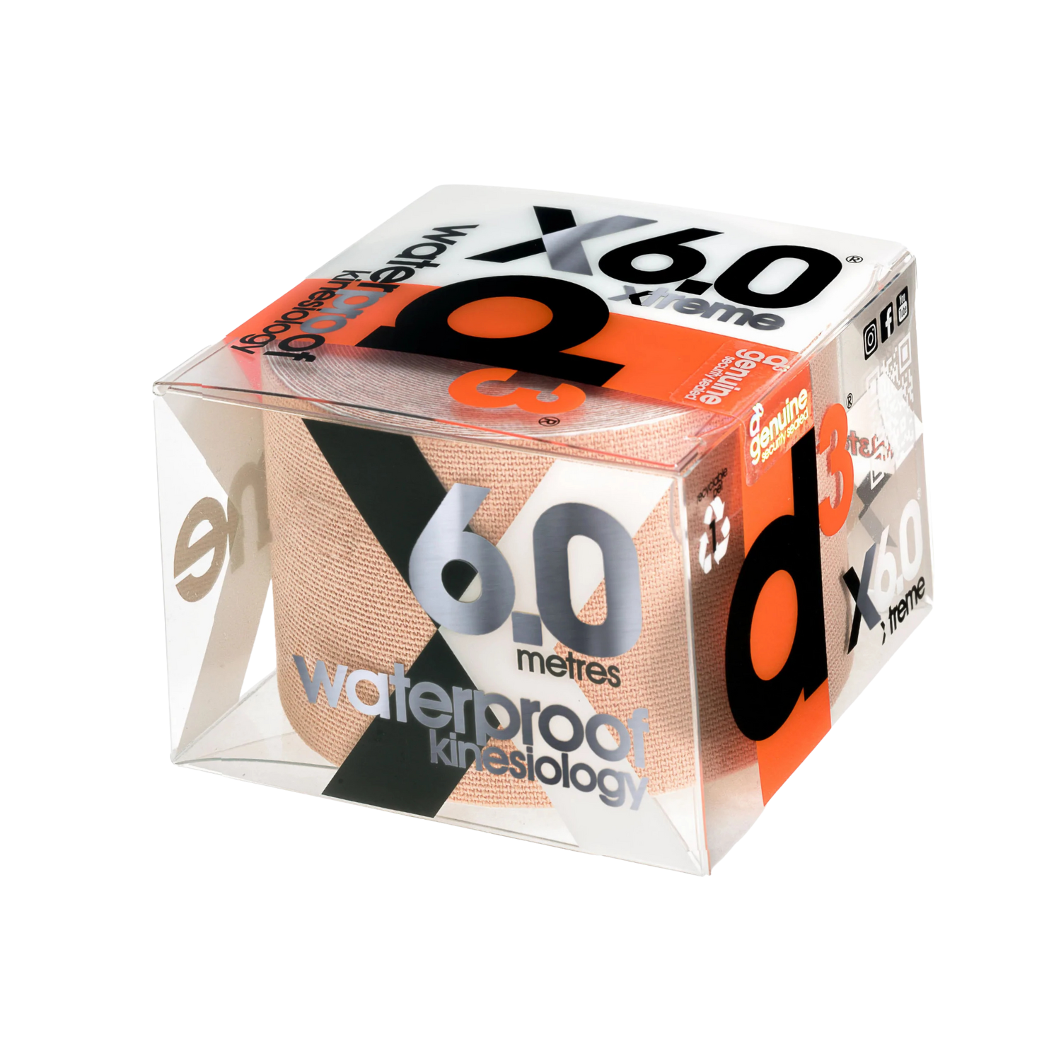D3 X6.0 Xtreme Waterproof Kinesiology Tape (assorted Colours inside) Beige 50mm x 6m Medical Tape & Bandages D3
