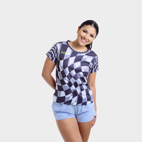 Aixo Checker Womens T Shirt Lime Check