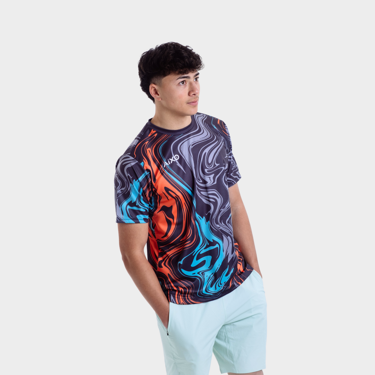 Aixo Chrome Mens T Shirt Graphite