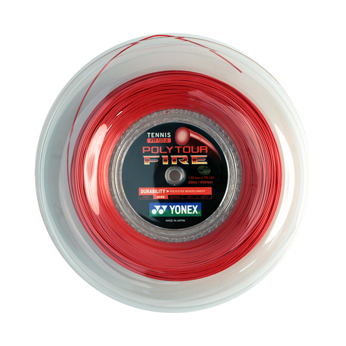 Yonex Polytour Fire 1.25mm Tennis String Reel (200m) - Red
