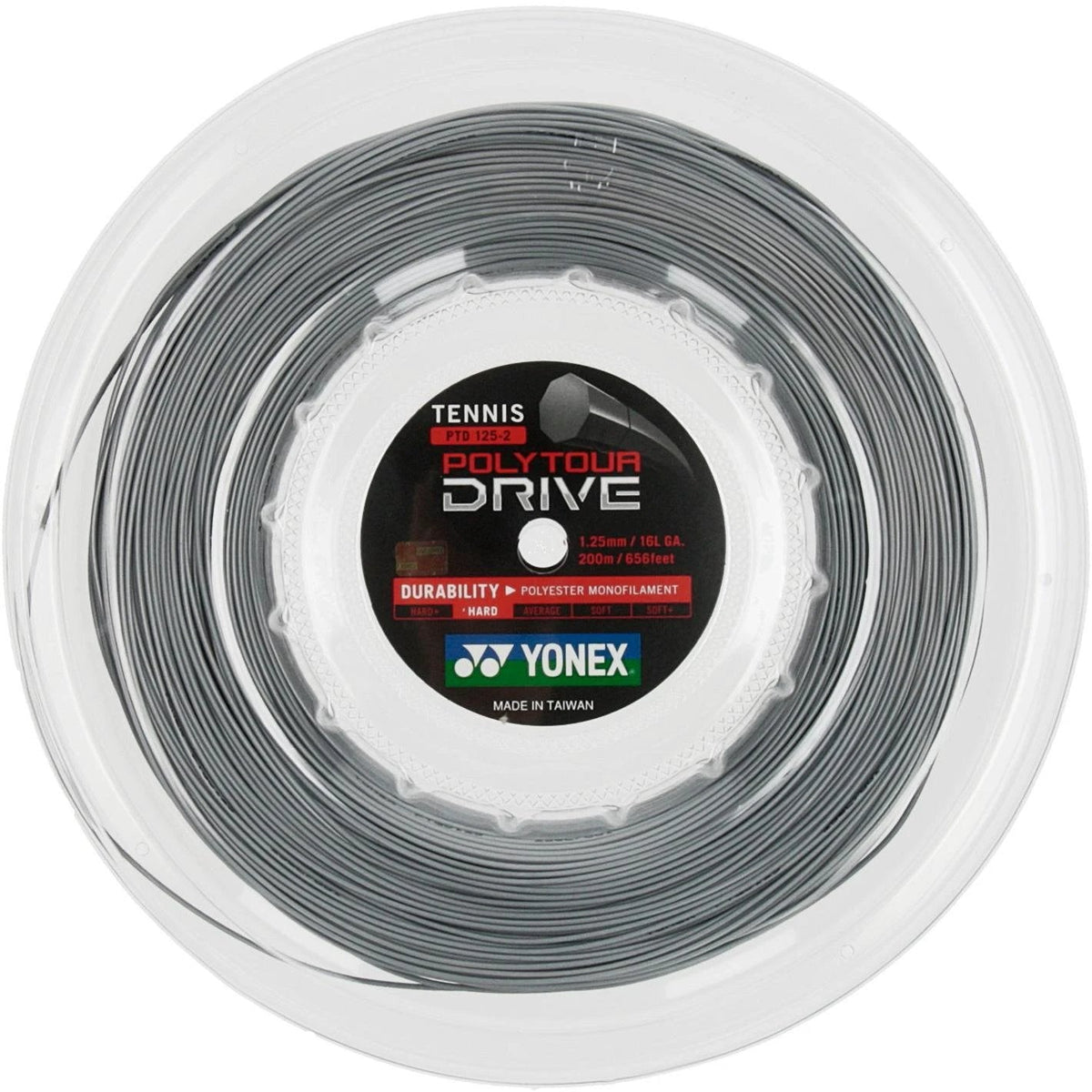 Yonex Polytour Drive 1.25 mm 200m Tennis String 200m Reel SILVER String (Reel) Yonex