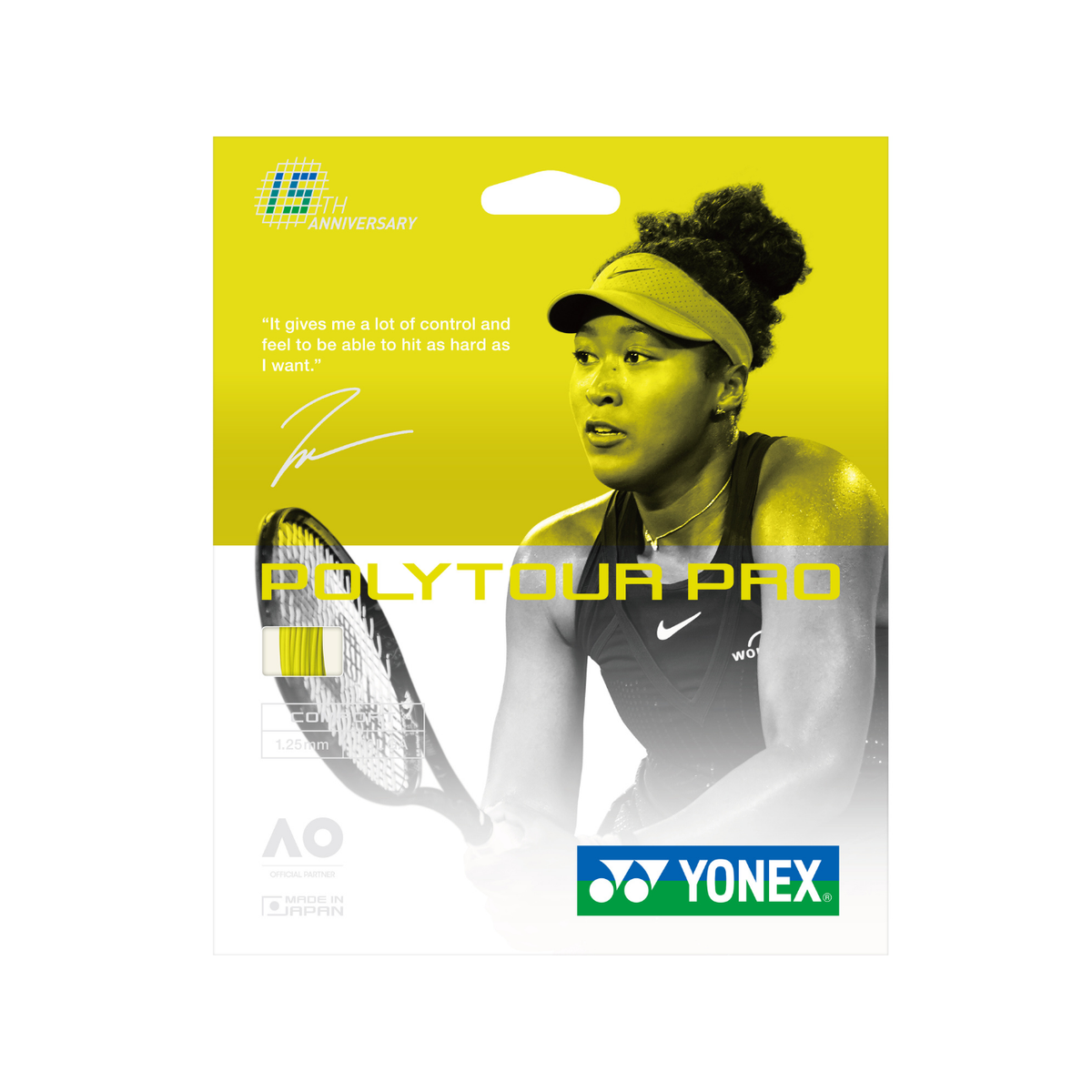 Yonex Polytour Pro 1.25mm 15th Anniversary TennisString Set (12m) - Flash Yellow