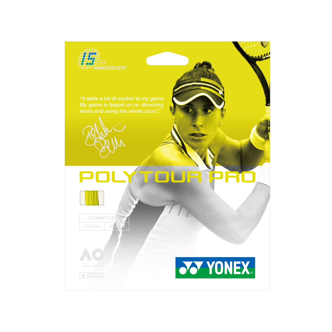 Yonex Polytour Pro 1.25mm 15th Anniversary TennisString Set (12m) - Flash Yellow
