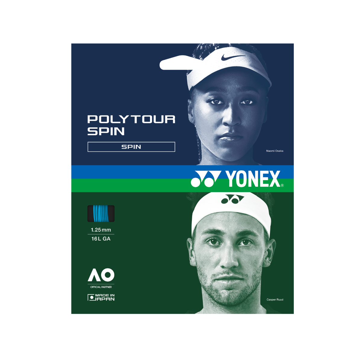 Yonex Polytour Spin 1.25mm Tennis String Set (12m) - Blue