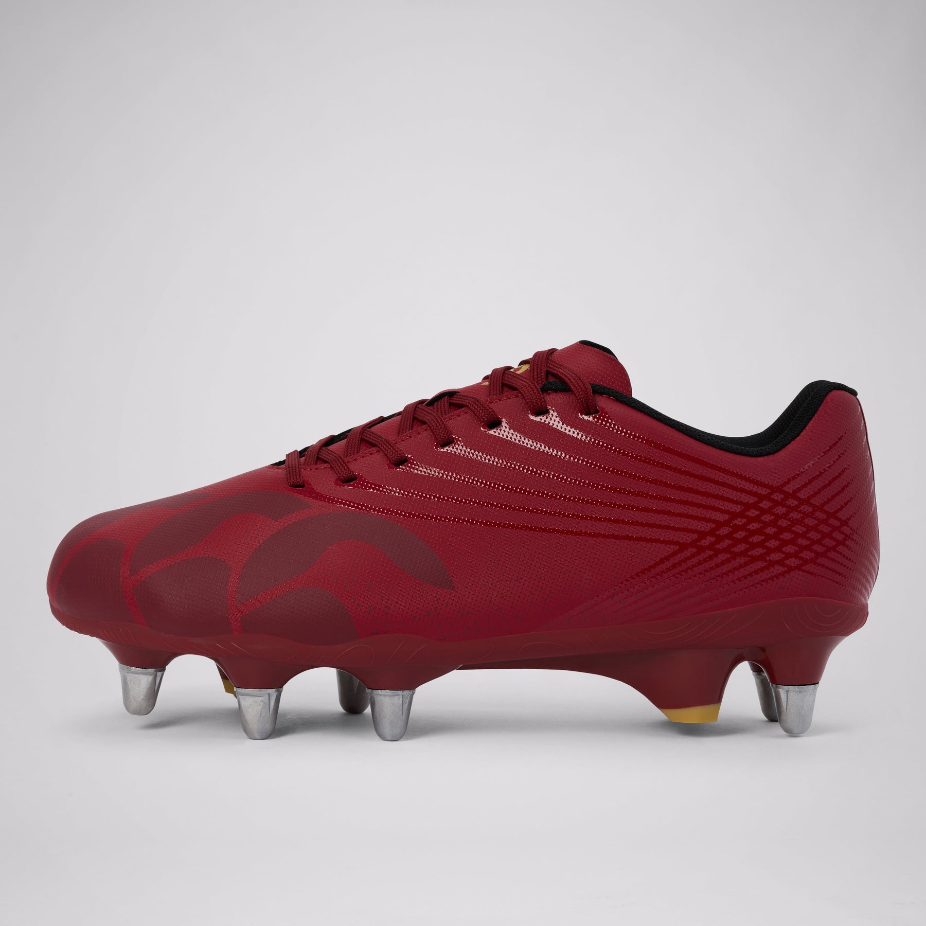 Canterbury Stampede Groundbreak Team soft ground rugby boot, red, side view