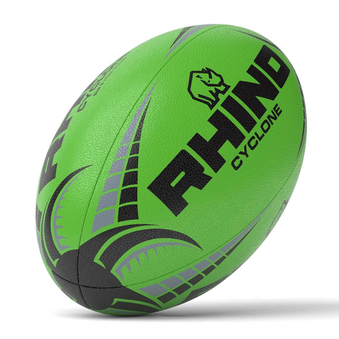 Rhino Cyclone Rugby Training Ball - Green Fluo Green S3 Accessories Rhino